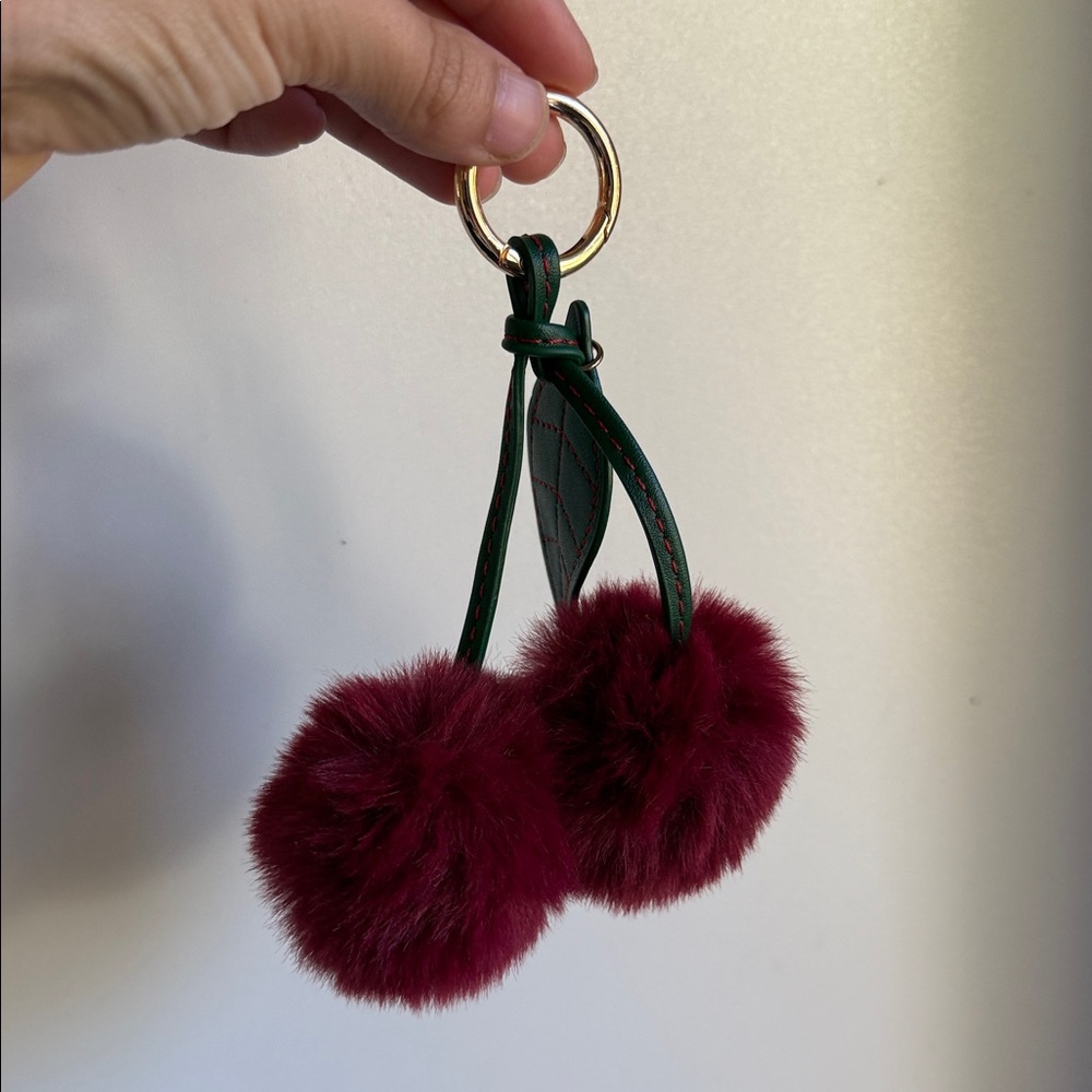 Cherries pompom bag charm